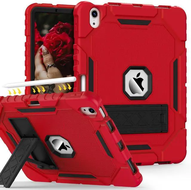 Main image of Grifobes Case for iPad Air 11-inch (M3/M2) 2025/2024, for iPad Air 5th/4th Generation 2022/2020 10.9", Heavy Duty Rugged Cover with Stand/Pencil Holder for i Pad Air 6th 5 4 Gen (Red+Black)