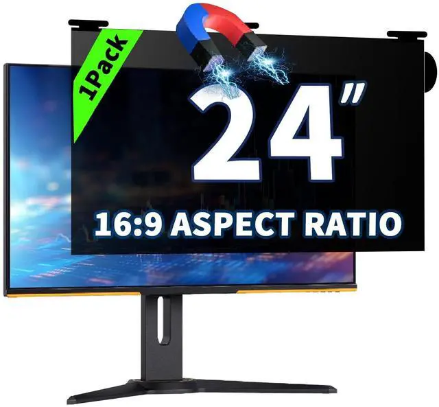 Main image of 24 Inch Magnetic Hanging Computer Privacy Screen for 16:9 Widescreen Monitor, Removable Privacy Screen Anti Glare Blue Light Computer Screen Privacy Shield, Anti-Scratch 24in Protector Film
