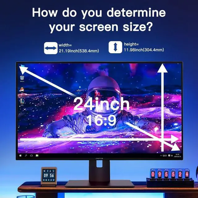Alt view image 3 of 5 - 24 Inch Magnetic Hanging Computer Privacy Screen for 16:9 Widescreen Monitor, Removable Privacy Screen Anti Glare Blue Light Computer Screen Privacy Shield, Anti-Scratch 24in Protector Film