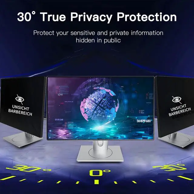 Alt view image 4 of 5 - 24 Inch Magnetic Hanging Computer Privacy Screen for 16:9 Widescreen Monitor, Removable Privacy Screen Anti Glare Blue Light Computer Screen Privacy Shield, Anti-Scratch 24in Protector Film