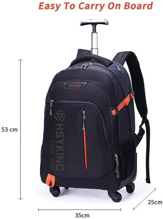 Alt view image 2 of 5 - HSYKING 20 Inches Water-resistant Rolling Laptop Backpack Wheeled Backpack for Adult, Business People and Travel Commuter Carry-on Luggage with Spinner Wheels Travel Luggage (Black, 20 Inches)