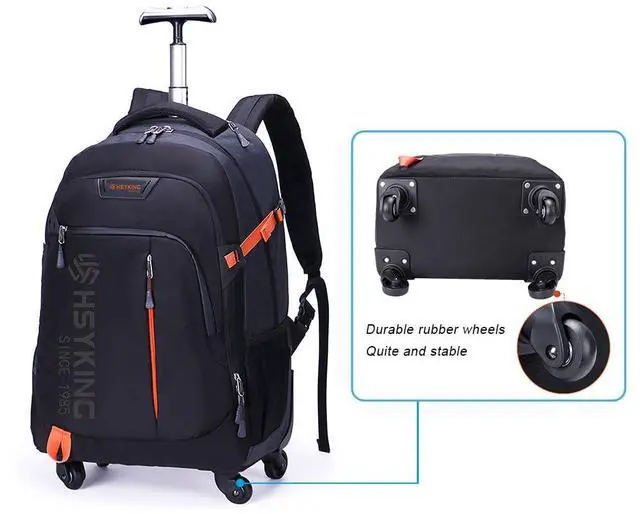 Alt view image 4 of 5 - HSYKING 20 Inches Water-resistant Rolling Laptop Backpack Wheeled Backpack for Adult, Business People and Travel Commuter Carry-on Luggage with Spinner Wheels Travel Luggage (Black, 20 Inches)