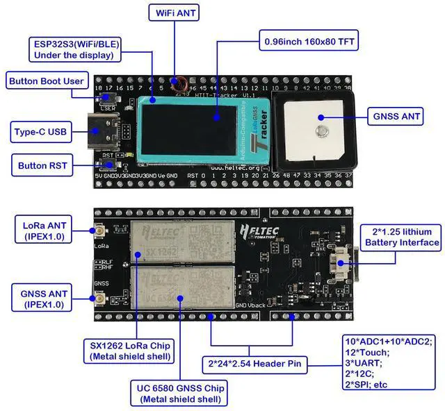 Alt view image 3 of 5 - Wireless Tracker Development Kit LoRa 915MHz SX1262 ESP32-S3 WiFi+BT UC6580 GPS GNSS Receiver for Arduino Meshtastic IoT LoRaWAN