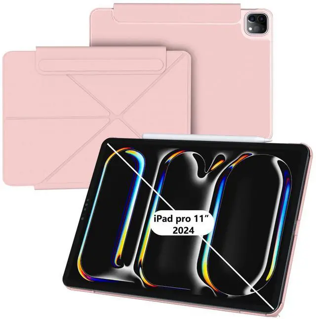 Main image of HATOKU Magnetic Case for iPad Pro 11 Inch 2024 5th Generation (M4): Slim Multi - Angle Stand Protective Cover with Pencil Holder and Auto Wake/Sleep (Pink)