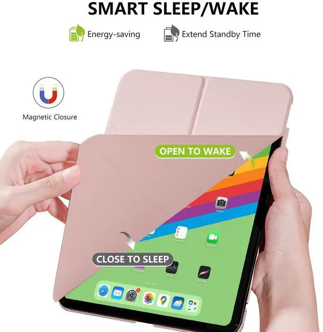Alt view image 3 of 5 - HATOKU Magnetic Case for iPad Pro 11 Inch 2024 5th Generation (M4): Slim Multi - Angle Stand Protective Cover with Pencil Holder and Auto Wake/Sleep (Pink)
