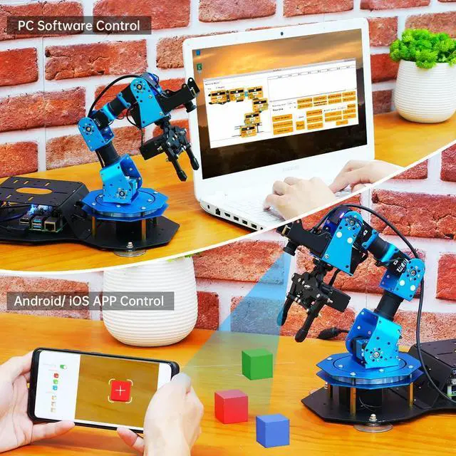 Alt view image 5 of 5 - HIWONDER 6DOF Robotic Arm Kit Powered by Raspberry Pi 5 4GB AI Vision Programming Robot Arm ROS Open Source for Adults and Teens(Developer Kit)