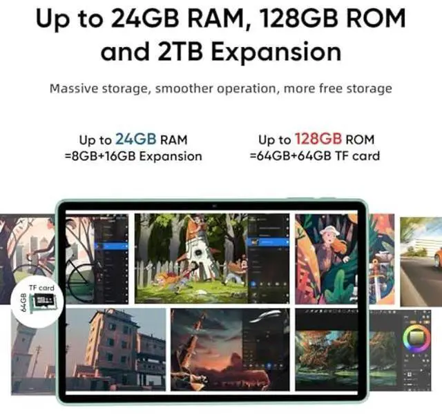 Alt view image 5 of 5 - HNVHNV Android 15 Tablet 10.1 inch Tablet, 24GB RAM 128GB ROM 2TB Expand, Octa-core Processor, 2 Years Protection, 1280x800 HD IPS Touchscreen, GPS, WiFi 6, BT5.0, Dual Camera, 6000mAh Battery