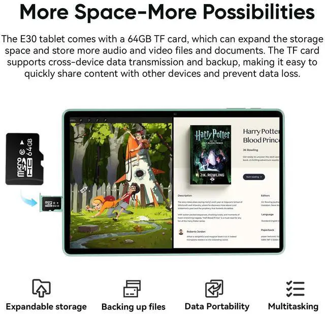 Alt view image 4 of 5 - HNVHNV Android 15 Tablet 10.1 inch Tablet, 24GB RAM 128GB ROM 2TB Expand, Octa-core Processor, 2 Years Protection, 1280x800 HD IPS Touchscreen, GPS, WiFi 6, BT5.0, Dual Camera, 6000mAh Battery