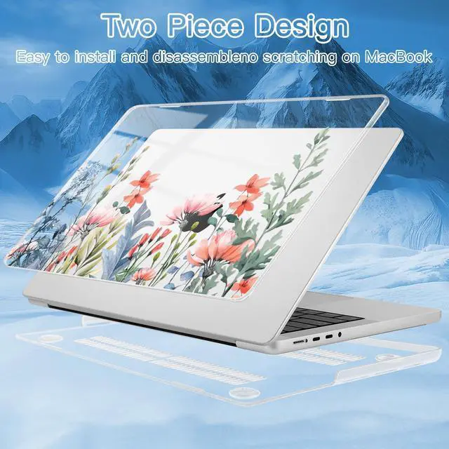 Alt view image 5 of 5 - ICEKEE for M4 MacBook Pro 14 inch Case 2024A3112 A3401 A3185 2023M3 A2918 A2992 M2 A2779 2021M1 A2442  Pro/Max, Plastic Hard Shell Cover for Mac Pro 14", Floral Illustration