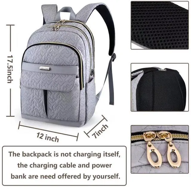 Alt view image 5 of 5 - HXLGMD 15.6 Inch Laptop Backpack for Women, Quilted Teacher Nurse Backpack College Casual Daypack for Work Travel Office