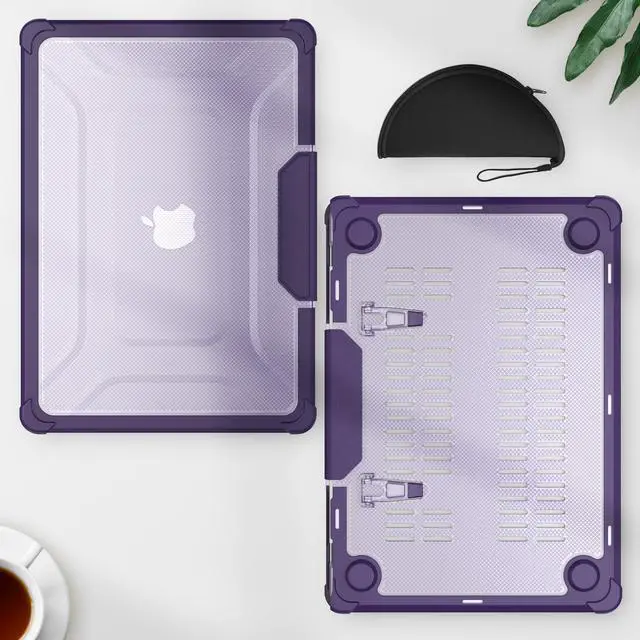 Alt view image 2 of 5 - HXCASEAC Case Compatible with MacBook Air 13.6 inch Case 2025 2024 2022 / M4 M3 M2, Anti-Scratching Protective Hard Cover with Foldable Stand A3240 A3113 A2681 - Purple