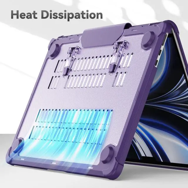 Alt view image 5 of 5 - HXCASEAC Case Compatible with MacBook Air 13.6 inch Case 2025 2024 2022 / M4 M3 M2, Anti-Scratching Protective Hard Cover with Foldable Stand A3240 A3113 A2681 - Purple