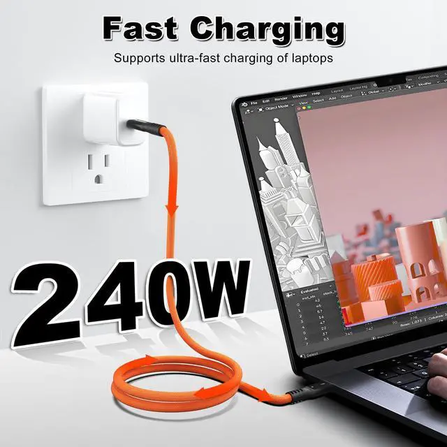 Alt view image 4 of 5 - 80Gbps Thunderbolt 5 Cable [Intel Certified] 3.3ft USB C to USB C Cable, 240W(5A) Charging Cord, Braided Type C Cable Compatible for Dual 16K/8K/4K Display, USB4, SSD, eGPU, Mac Studio/mini, iphone