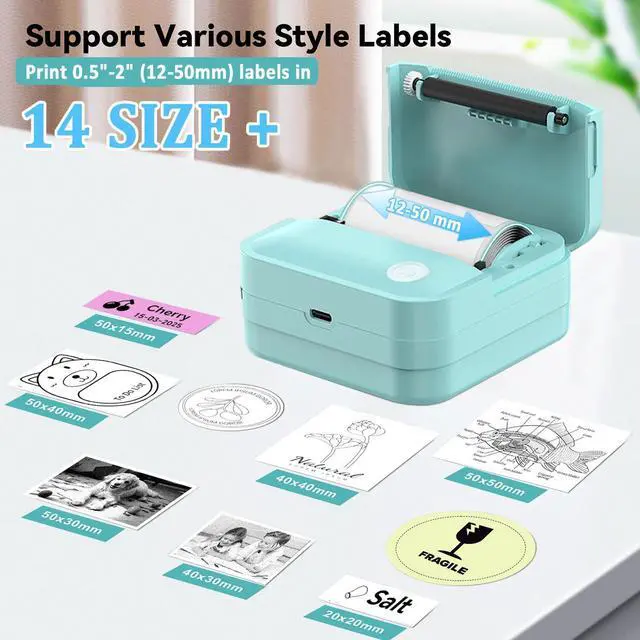 Alt view image 2 of 5 - INVISEN Label Maker Machine - Mini Label Printer Portable Thermal Printer for Home,Office,Organization,Bluetooth Sticker Maker for Phones,Sticker Machine for Kids School Items,Note Labels(Blue)