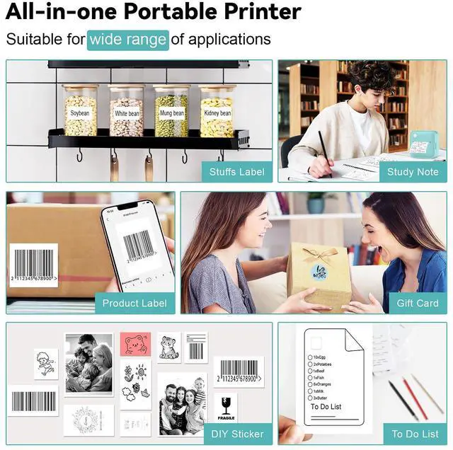 Alt view image 5 of 5 - INVISEN Label Maker Machine - Mini Label Printer Portable Thermal Printer for Home,Office,Organization,Bluetooth Sticker Maker for Phones,Sticker Machine for Kids School Items,Note Labels(Blue)