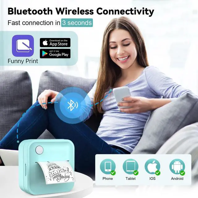Alt view image 4 of 5 - INVISEN Label Maker Machine - Mini Label Printer Portable Thermal Printer for Home,Office,Organization,Bluetooth Sticker Maker for Phones,Sticker Machine for Kids School Items,Note Labels(Blue)