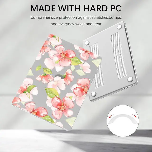 Alt view image 2 of 5 - Idocolors Elegant Red Flower Case Compatible with MacBook Air 13 Inch(Models A1932/A2179/A2337), Transparent Frosted Protective Hard Case Anti Scratch Cover for MacBook Air 13"