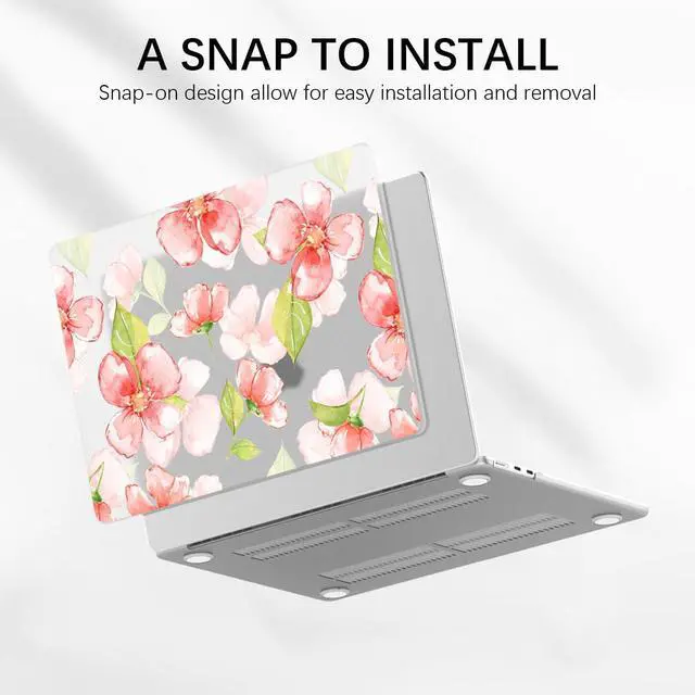 Alt view image 3 of 5 - Idocolors Elegant Red Flower Case Compatible with MacBook Air 13 Inch(Models A1932/A2179/A2337), Transparent Frosted Protective Hard Case Anti Scratch Cover for MacBook Air 13"