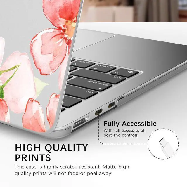 Alt view image 5 of 5 - Idocolors Elegant Red Flower Case Compatible with MacBook Air 13 Inch(Models A1932/A2179/A2337), Transparent Frosted Protective Hard Case Anti Scratch Cover for MacBook Air 13"