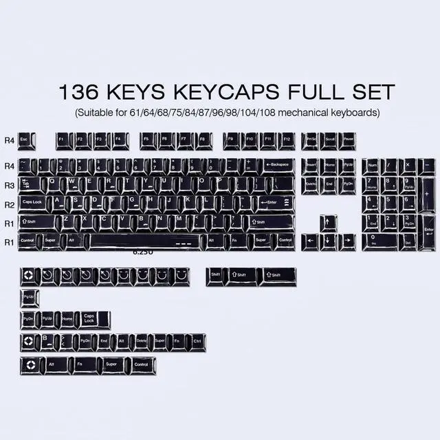 Alt view image 5 of 5 - Heykit PBT Keycaps - Japanese Manga Theme Keycaps for 60%, 65%, 75%, 100% Keyboard, 131 Keys Dye-Sub Custom Cherry Profile Keycap, Minimalist Style Key Caps for Cherry MX Mechanical Keyboard, Black