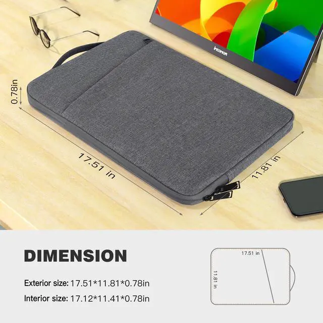 Alt view image 2 of 5 - 18.5 Inch Portable Monitor Case Protective Sleeve for InnoView VisionOwl Upperizon Usparkle Ingnok aimuonos Ingnok Motyeowe Cocopar EVICIV HONGO, 18-18.5" Laptop Notebook Carrying Bag, Gray