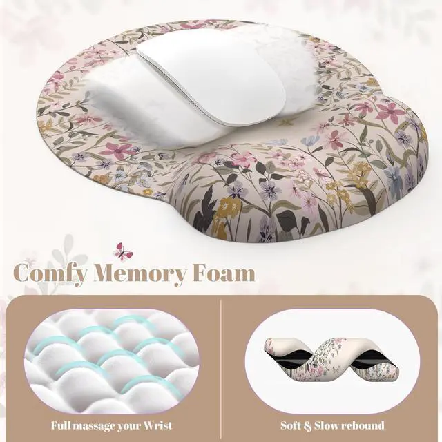 Alt view image 4 of 5 - iLeadon Large Desk Mat, Ergonomic Mouse Pad and Keyboard Wrist Rest, Anti Slip Desk Mat Set with Keyboard Wrist Pad, Smooth Large Mousepad Gaming for Home Woman (Beige)