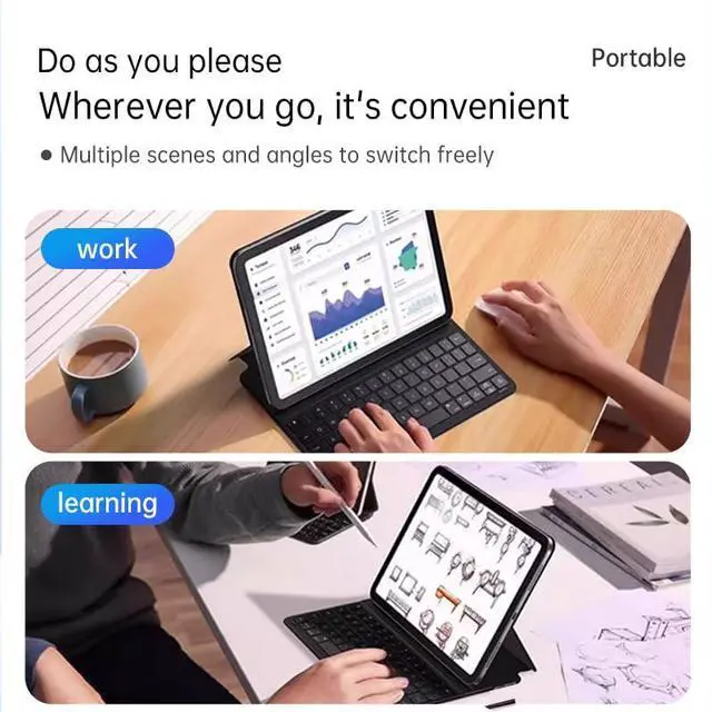 Alt view image 4 of 5 - Smart iPad Keyboard Folio - Replaceable Battery (365-Day Life) - Compatible with iPad Air 11 (M3/M2) & Pro 11 (1/2/3/4th) &10.9" Air (4/5 Gen)-Magic Keyboard Case with 2 Viewing Angles,Lightweight