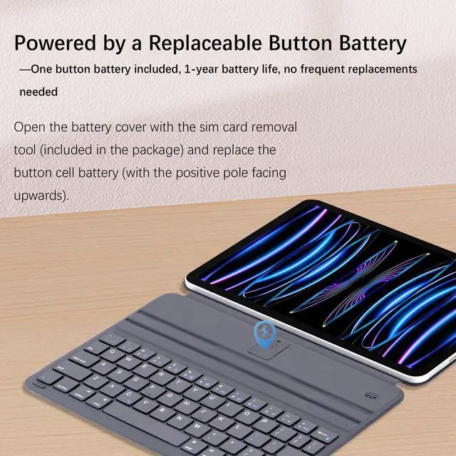 Alt view image 3 of 5 - Smart iPad Keyboard Folio - Replaceable Battery (365-Day Life) - Compatible with iPad Air 11 (M3/M2) & Pro 11 (1/2/3/4th) &10.9" Air (4/5 Gen)-Magic Keyboard Case with 2 Viewing Angles,Lightweight