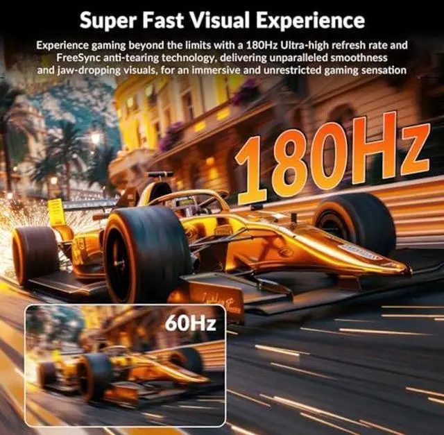 Alt view image 4 of 5 - ZZA 27 Inch Curved Monitor,VA Gaming Monitor,180Hz Refresh Rate, 1ms Response, 100% sRGB, 1080p Resolution,FreeSync,VESA Mountable