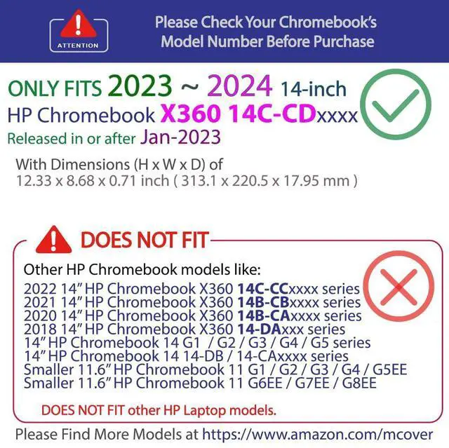 Alt view image 3 of 5 - mCover Hard Case Compatible ONLY for 2023~2024 14" HP Chromebook x360 14C-CD0000 Series Laptop Computers (NOT Fitting Any Other HP Chromebook & Windows laptops) - Purple