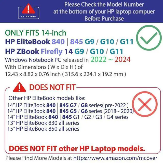 Alt view image 2 of 5 - mCover Case Only Compatible for 2022~2024 14" HP EliteBook 840 (Intel CPU) | 845 (AMD CPU) | ZBook Firefly 14 G9 / G10 / G11 Series Windows PC (NOT Fitting Any Other HP Models) - Red