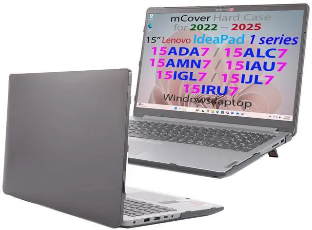 Main image of mCover Case Compatible ONLY for 2022-2024 15" Lenovo IdeaPad 1 Series (15ADA7 / 15AMN7 / 15ALC7 / 15IAU7 / 15IGL7 / 15IJL7 / 15IRU7) Windows Laptops (NOT Fitting Any Other Models)- Black
