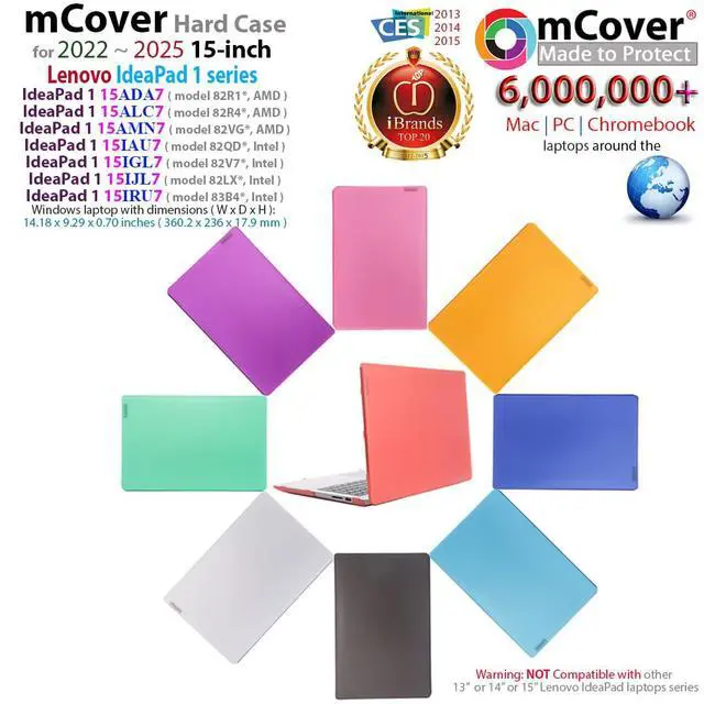 Alt view image 2 of 5 - mCover Case Compatible ONLY for 2022-2024 15" Lenovo IdeaPad 1 Series (15ADA7 / 15AMN7 / 15ALC7 / 15IAU7 / 15IGL7 / 15IJL7 / 15IRU7) Windows Laptops (NOT Fitting Any Other Models)- Black
