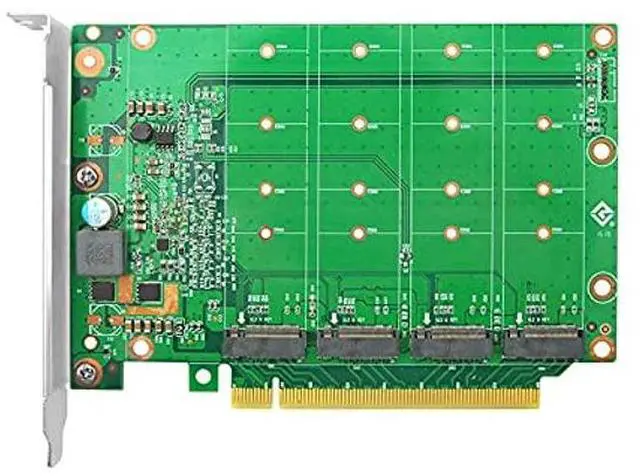 Alt view image 4 of 5 - ipolex 4-Port PCIe 3.0 x16 NVMe M.2 SSD Adapter (M-Key), Quad 2280/2260/2242/2230 Support, Backward Compatible with PCIe 2.0/1.0, Requires BIOS Bifurcation, with Heatsink