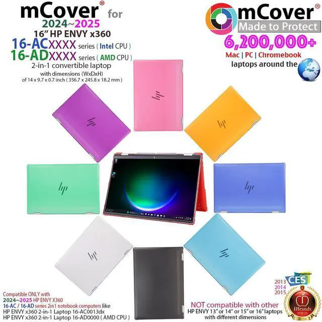 Alt view image 2 of 5 - mCover Case ONLY Compatible for 2024~2025 16-inch HP Envy x360 16-ACxxxx / 16-ADxxxx Series 2-in-1 Windows Notebook PC (NOT Fitting Any Other HP Models) - Green