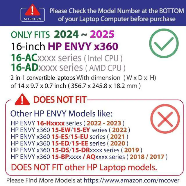 Alt view image 3 of 5 - mCover Case ONLY Compatible for 2024~2025 16-inch HP Envy x360 16-ACxxxx / 16-ADxxxx Series 2-in-1 Windows Notebook PC (NOT Fitting Any Other HP Models) - Green