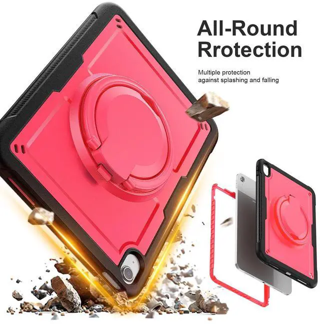 Alt view image 5 of 5 - KAIJIAbox Case Compatible with iPad (A16) 11th 2025,10th Generation 10.9 Inch 2022,Full Body Drop Case,360° Roating Handle Stand,Shoulder Strap&Pencil Holder (Pink)