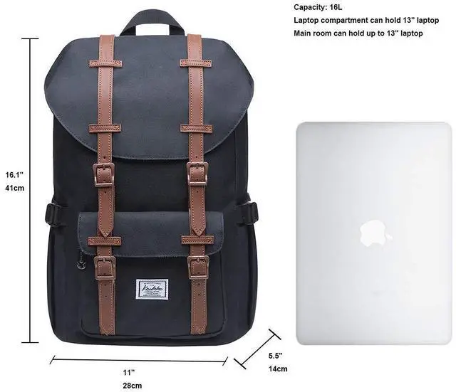 Alt view image 2 of 5 - KAUKKO Laptop Outdoor Backpack Traveling Daypack Hiking Rucksack Large Capacity Bag Fits 15.6"(5-7-Black-NEW)