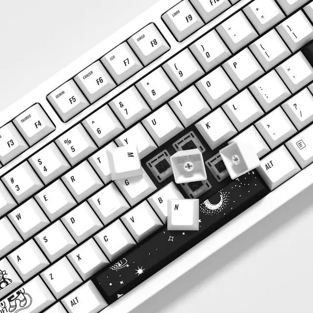 Alt view image 5 of 5 - YMKPVR KBDiy Outer Space DYE-SUB Keycap 60 Percent, Cherry Profile PBT Custom Keycap-139 Keys White Key Caps for 61/64/68/84/87/100/104/108 Cherry MX Mechanical Keyboard