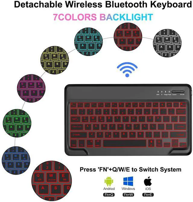 Alt view image 3 of 5 - IVEOPPE Keyboard Case for Xiaomi Redmi Pad Pro 12.1 Inch 2024/Xiaomi Poco Pad 12.1", 7 Colors Backlit, Detachable Bluetooth Wireless Keyboard Slim PU Stand Cover with Pencil Holder,Deep Green