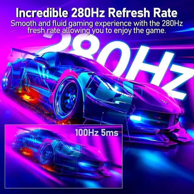 Alt view image 5 of 5 - ZZA 27" Curved Gaming MonitorUp to 280Hz, Full HD 1920x1080, Three Narrow bezelsFreeSync Premium - Ultimate Gaming Experience(No Speakers)
