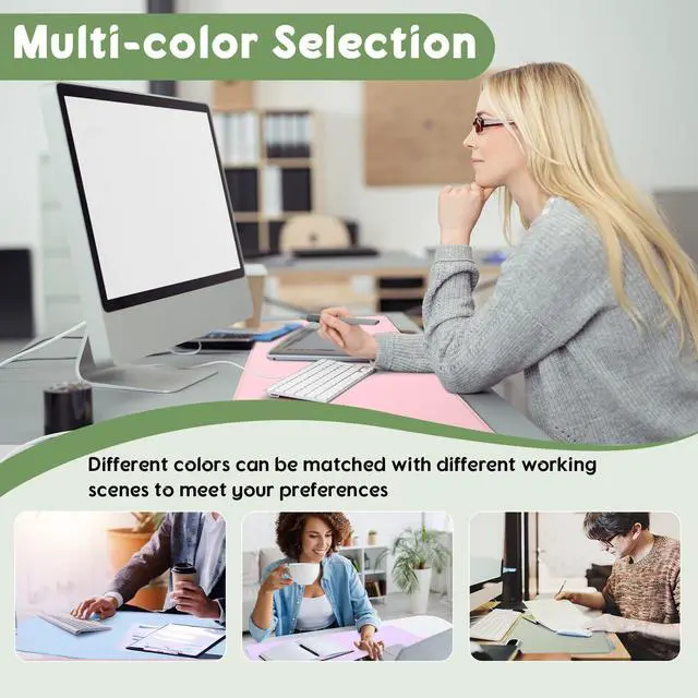 Alt view image 5 of 5 - Konohan Heated Large Desk Mat PU Leather Warm Mouse Pad with 5 Heating Level & 4 Hour Auto Shut-Off Heating Keyboard Pad Warmer Gaming Mouse Pad for Office Home(Gray-Green Color,23.6"x 14.2")