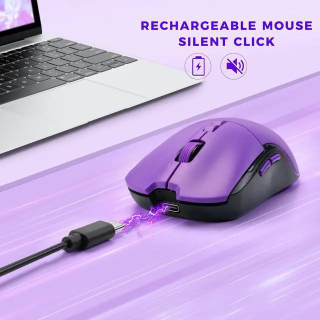Alt view image 5 of 5 - KOPJIPPOM Silent Wireless Keyboard and Mouse Combo - Keyboard with Large Print Cover, 2.4GHz Full-Sized Ergonomic Keyboard with Wrist Rest and Rechargeable Mouse for Laptop, PC, Notebook, Desktop