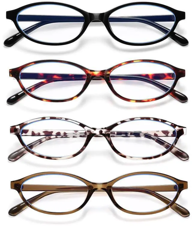 Main image of KUGUAOK Retro Oval Blue Light Blocking Glasses for Women 90s Small Cat Eye Eyeglasses Frame Gaming TV Bluelight Glasses