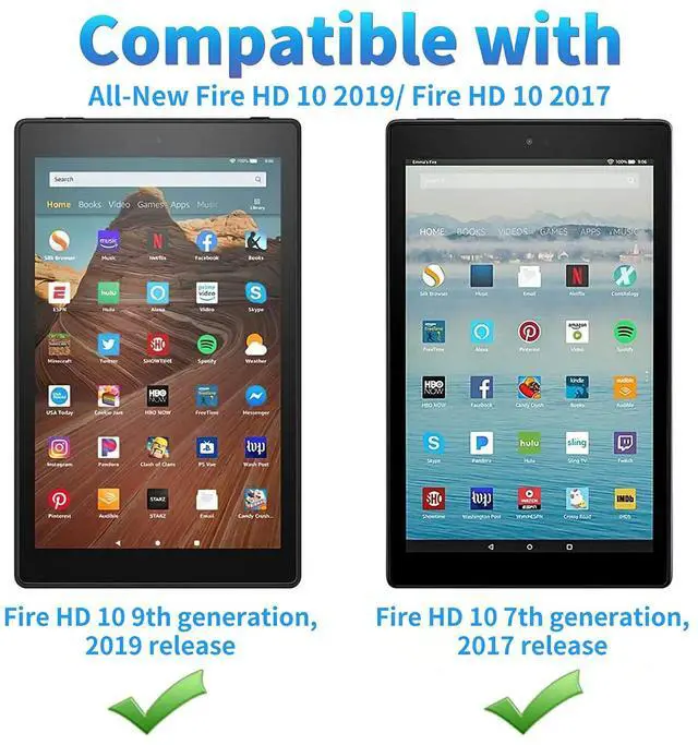 Alt view image 2 of 5 - Slim Case for All-New  Fire HD 10 (9th Gen 2019 Release) and Fire HD 10 (7th Gen 2017 Release) Tablet, Smart Standing Cover with Auto Sleep/Wake, Sea Turtles in Ocean