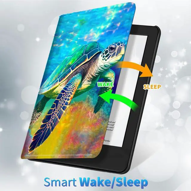 Alt view image 3 of 5 - Slim Case for All-New  Fire HD 10 (9th Gen 2019 Release) and Fire HD 10 (7th Gen 2017 Release) Tablet, Smart Standing Cover with Auto Sleep/Wake, Sea Turtles in Ocean