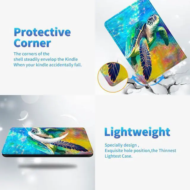 Alt view image 4 of 5 - Slim Case for All-New  Fire HD 10 (9th Gen 2019 Release) and Fire HD 10 (7th Gen 2017 Release) Tablet, Smart Standing Cover with Auto Sleep/Wake, Sea Turtles in Ocean