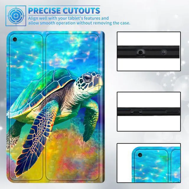 Alt view image 5 of 5 - Slim Case for All-New  Fire HD 10 (9th Gen 2019 Release) and Fire HD 10 (7th Gen 2017 Release) Tablet, Smart Standing Cover with Auto Sleep/Wake, Sea Turtles in Ocean
