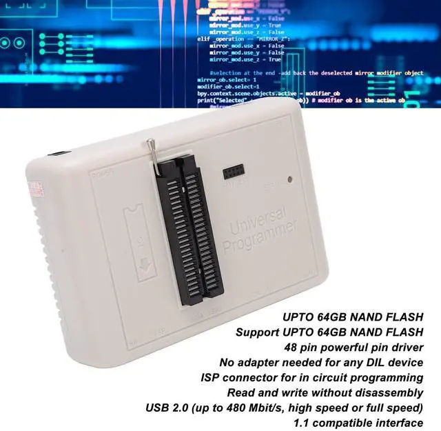 Alt view image 3 of 5 - Kadimendium Universal Chip Programmer Kit Extremely Fast Programmable Logic Circuits USB Universal Programmer Kit for IC LCD TV Monitor Car DVD RT809H with Cables