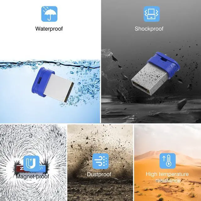 Alt view image 5 of 5 - K&ZZ 5 Pack 32GB USB Flash Drive Small Thumb Drives with Lanyard 32GB Mini USB 2.0 Memory Stick USB Drive Zip Drive External Storage, Blue